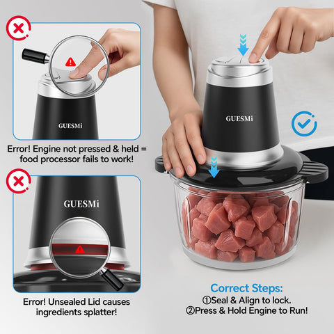 GUESMi bi-level blades deliver fast, even chopping of ingredients