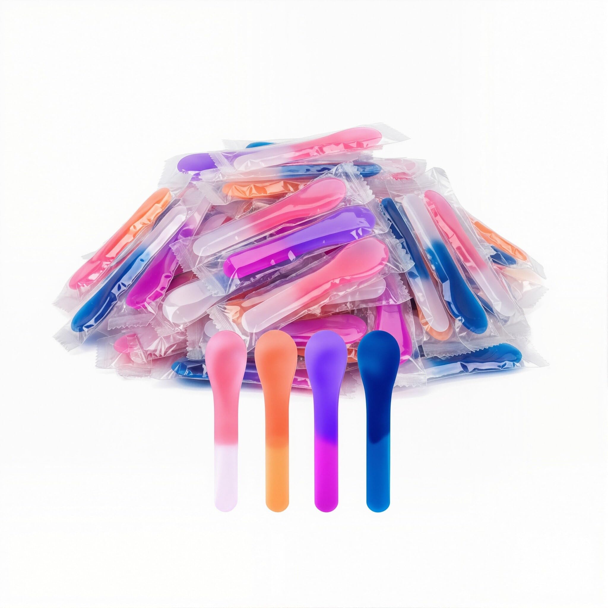 Gugowin 40-pack color-changing ice cream spoons display pastel to vibrant hues for desserts