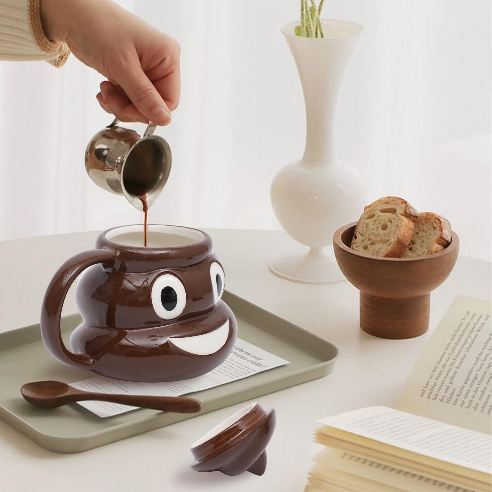 GUH poop mug with lid and handle for leak free on the go coffee