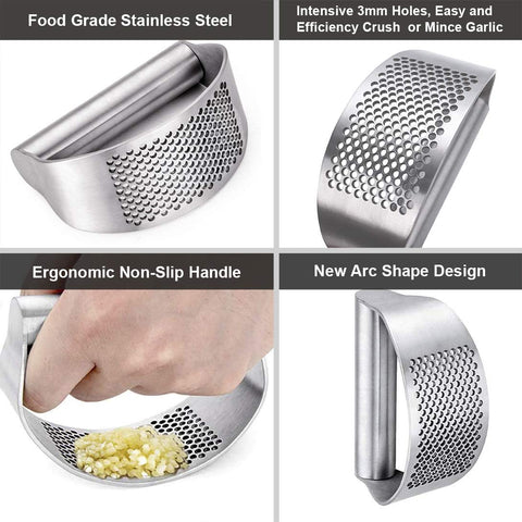 GuDoQi stainless steel mincer ready for precise garlic processing.