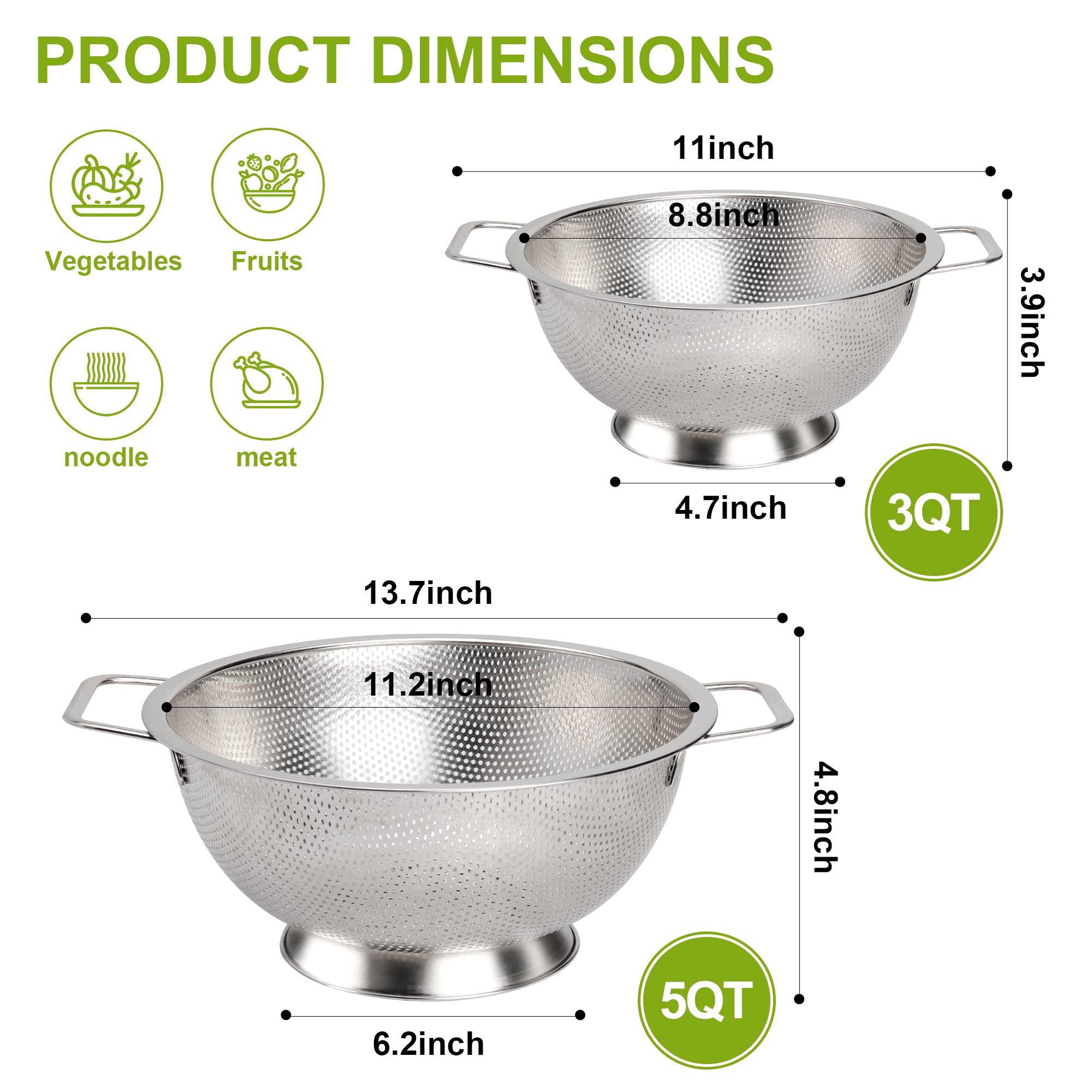 Gulex colander standing on a counter with a stable base.