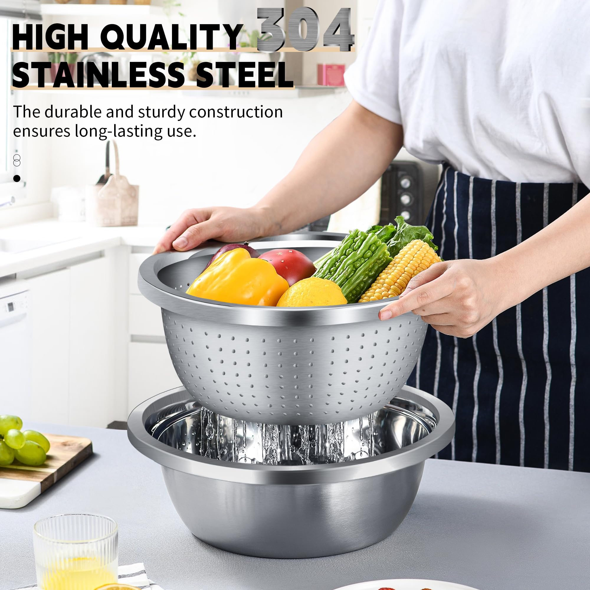 Gulex nested bowls saving space during washing and mixing