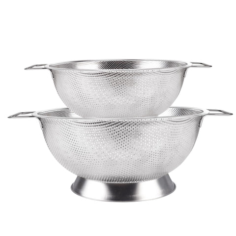 Gulex 5-quart colander front view shows sturdy drainage for pasta and vegetables