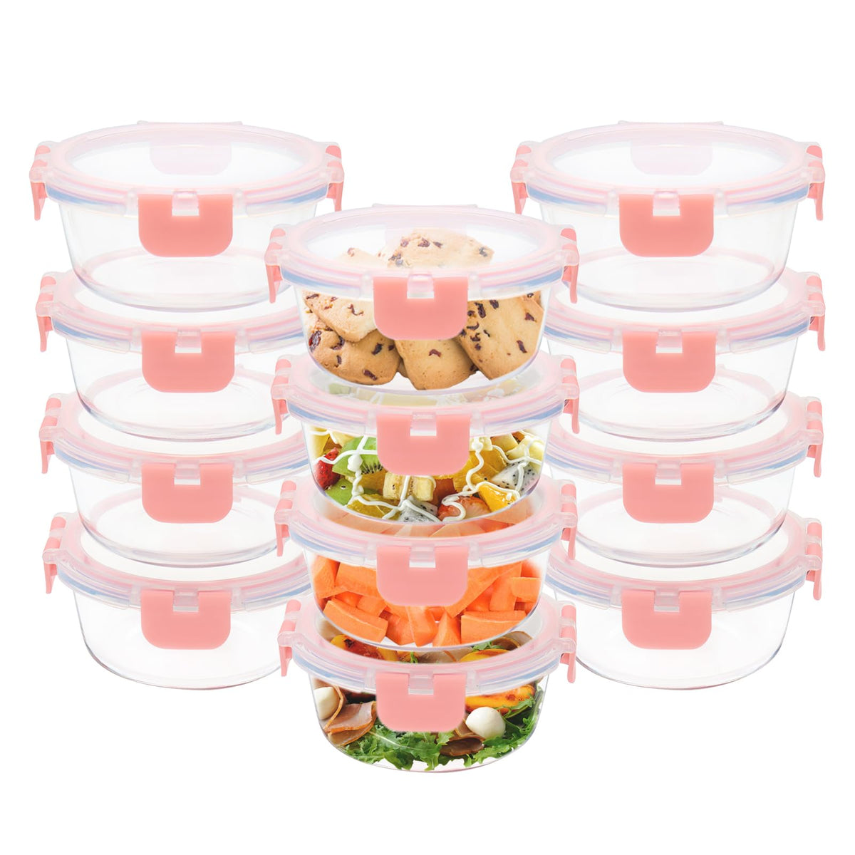 GULFLIN 12-pack 13oz glass containers with lids for organized meal prep and storage.