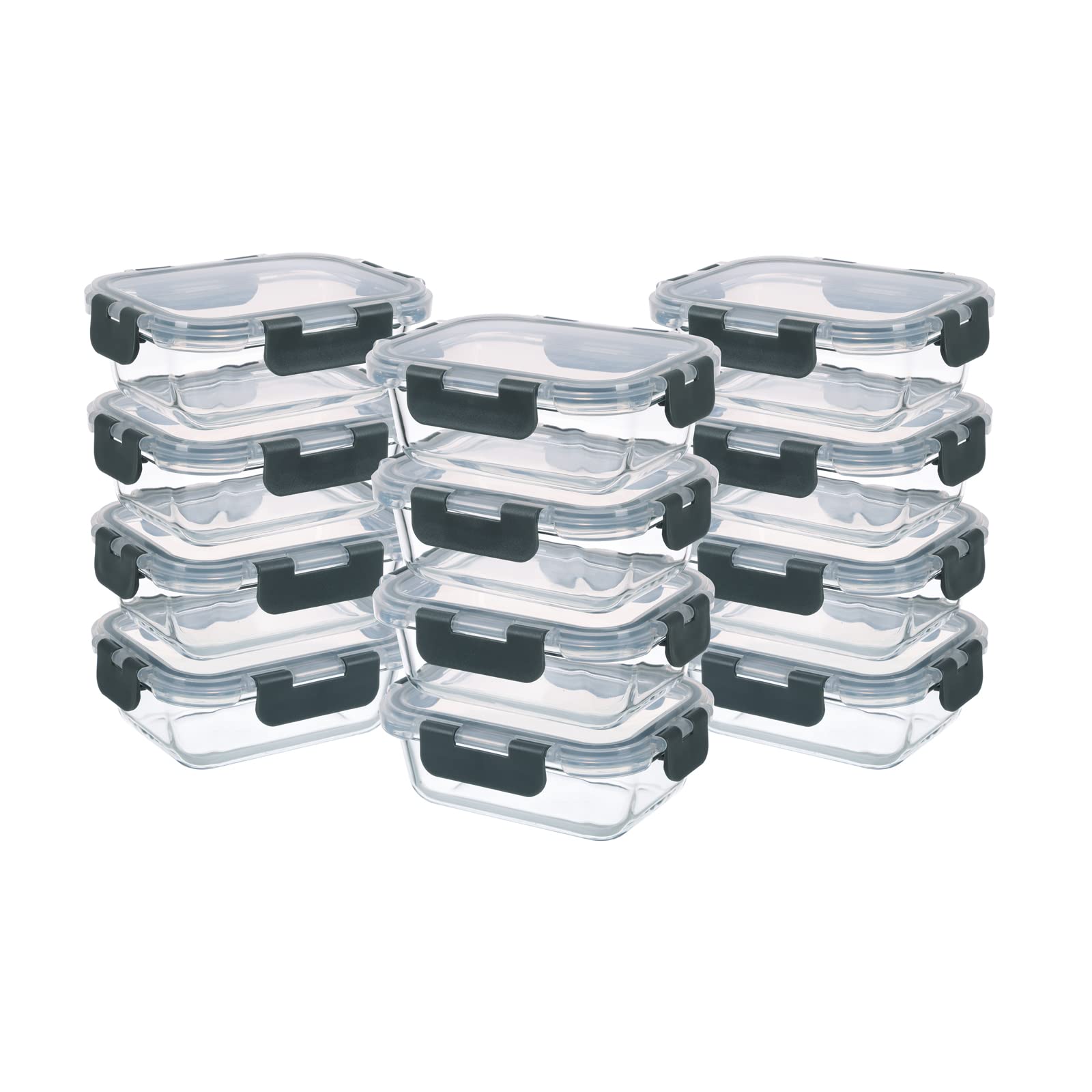 GULFLIN 24-piece small glass containers with airtight lids for organized meal prep.
