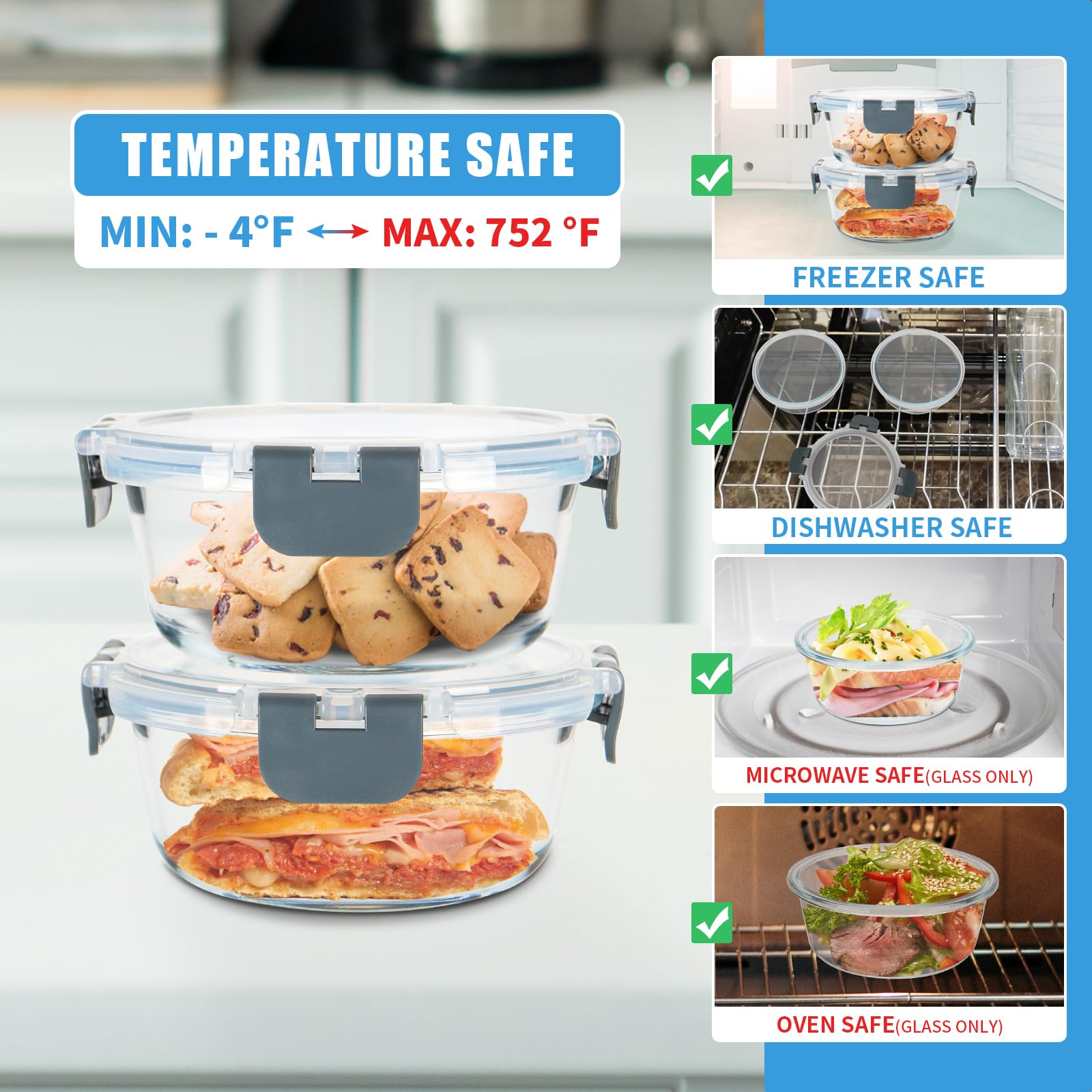 GULFLIN dishwasher safe glass containers simplify cleaning after meals.