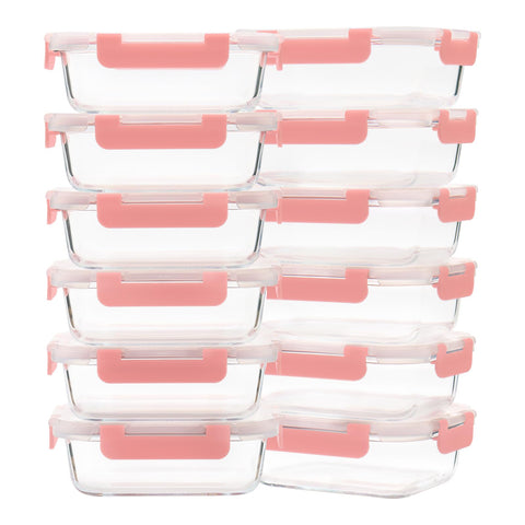 GULFLIN glass meal prep containers, 12-pack, rectangular, for organized portions.