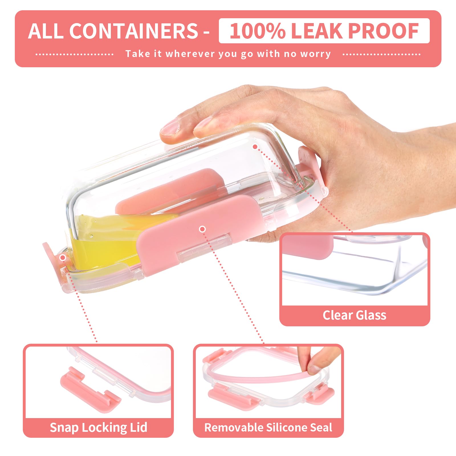 GULFLIN oven-microwave-safe glass containers for freezer-to-table use.