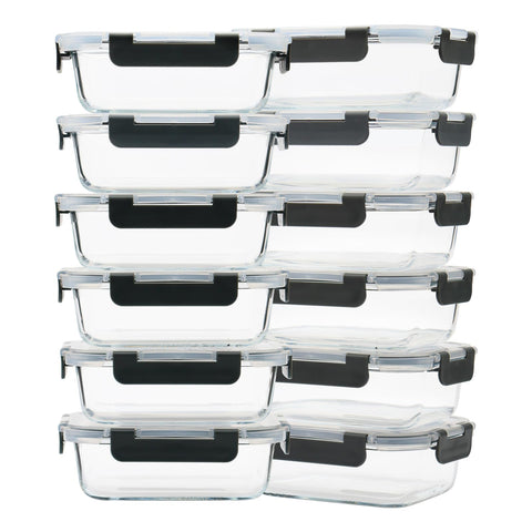 GULFLIN glass meal prep container in a 12-pack rectangle for organized portions.