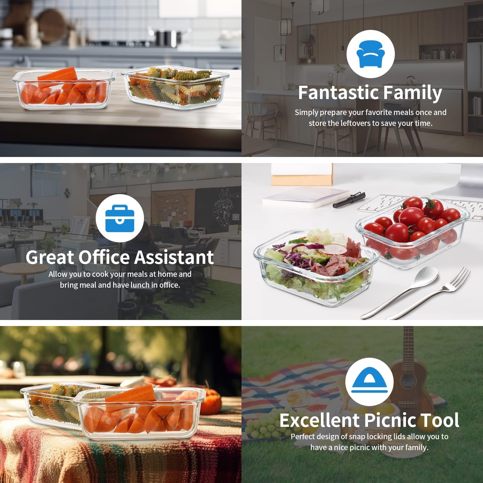 GULFLIN glass containers are safe for oven, microwave, and freezer use for versatile meals.