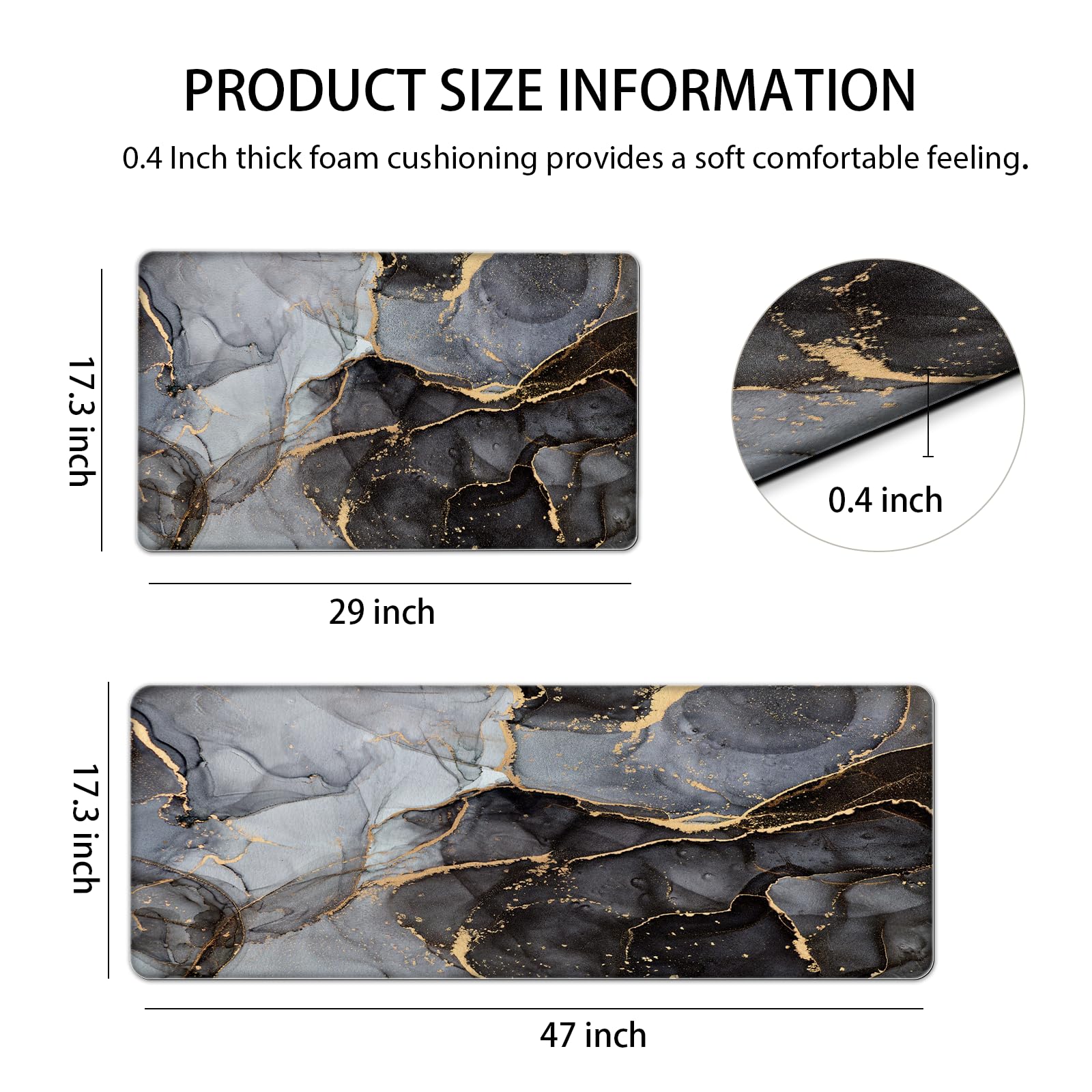 GulongYa 47x17 inch mat black ideal for long meal prep sessions.
