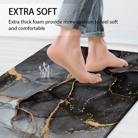 GulongYa waterproof kitchen mat black protects from spills and stains.