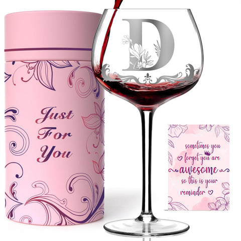 Gumry personalized monogram wine glass with D initial for elegant celebrations