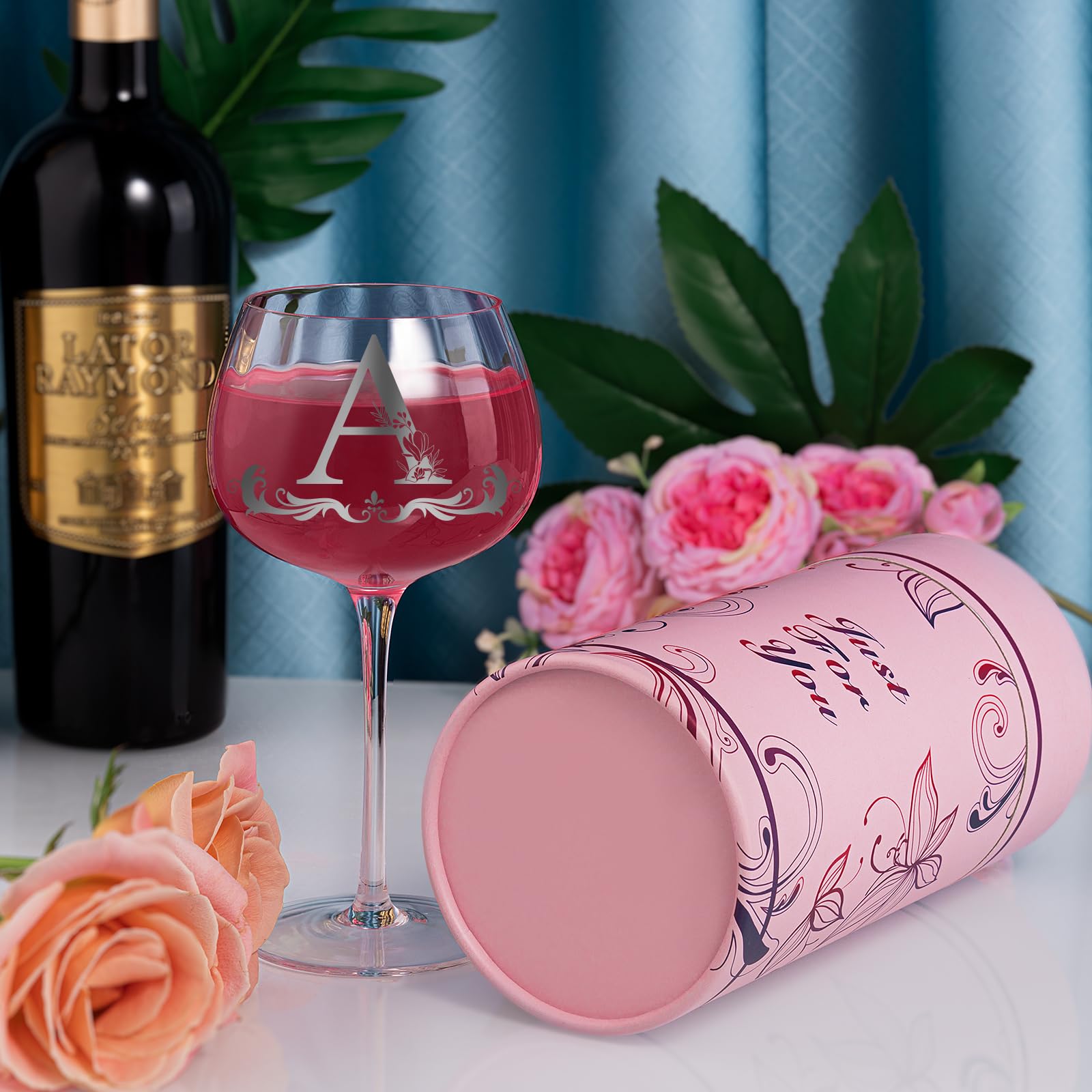 Gumry 16oz wine glass with embossed print for daily use.