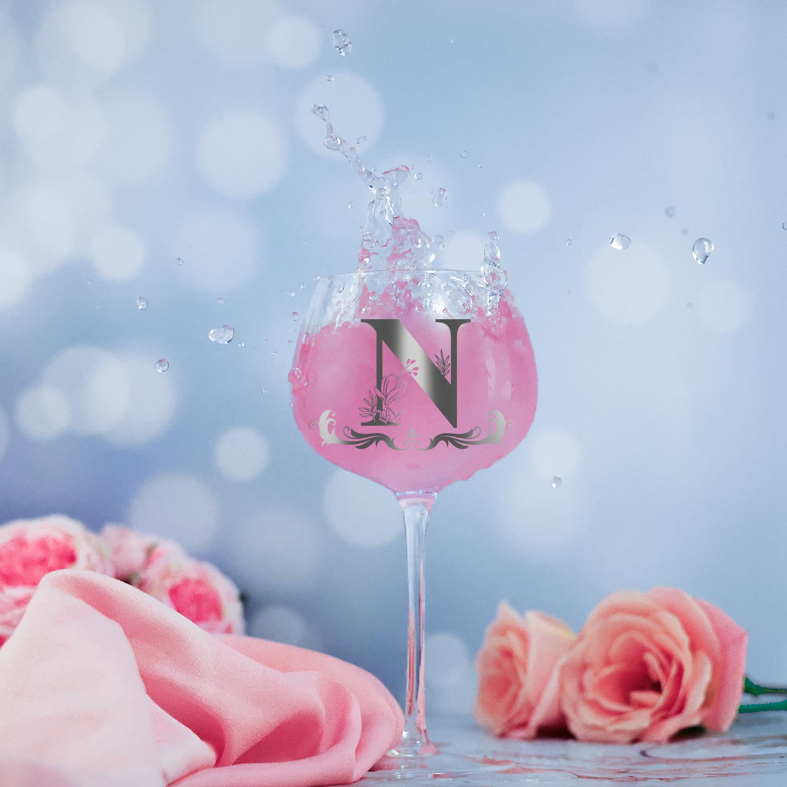 Gumry 16-ounce monogram wine glass ready for daily use and entertaining.