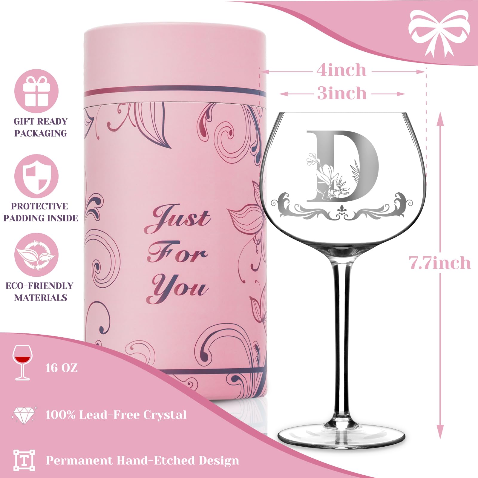 Gumry elegant wine glass gift for Mom Wife Sister or Friend