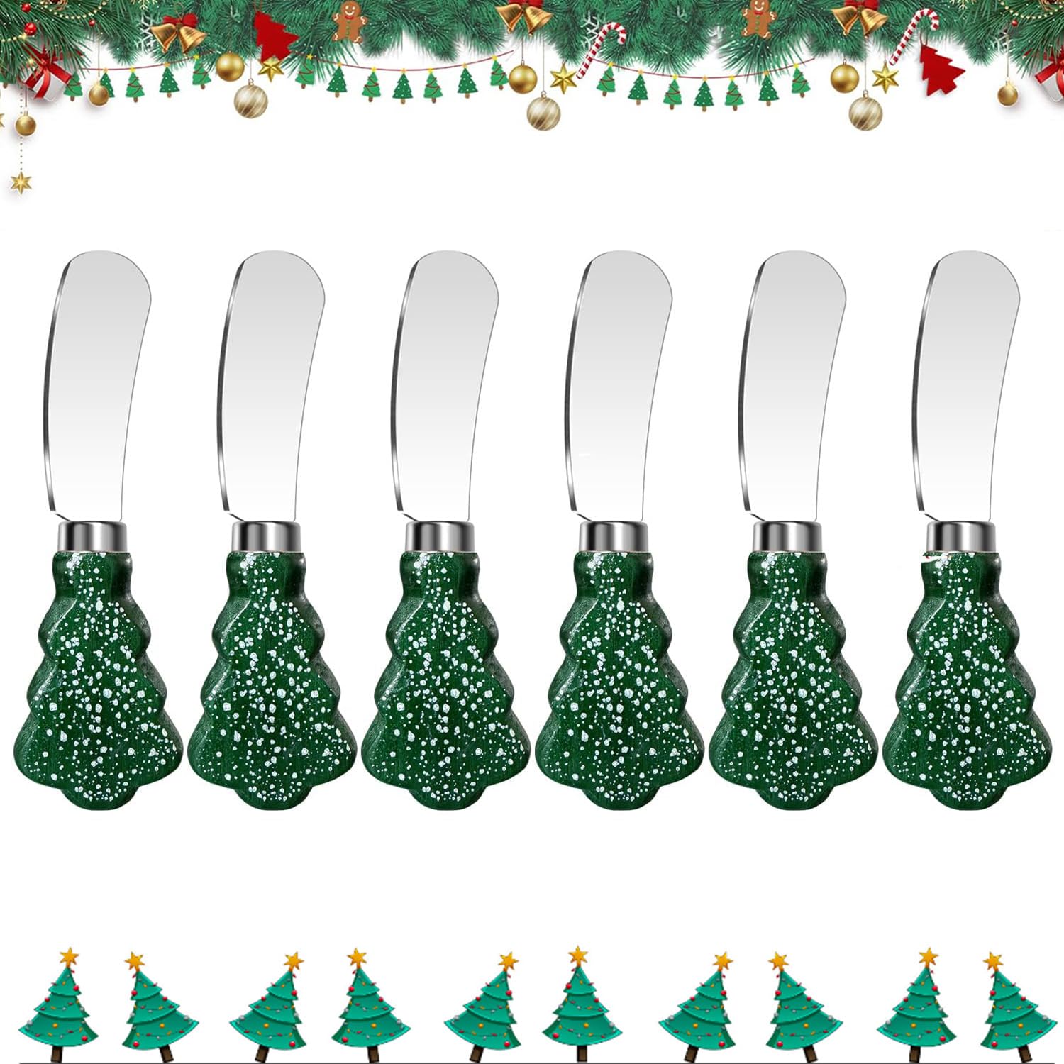 Guojanfon 6pc cheese butter knife set with wooden handles for versatile spreading