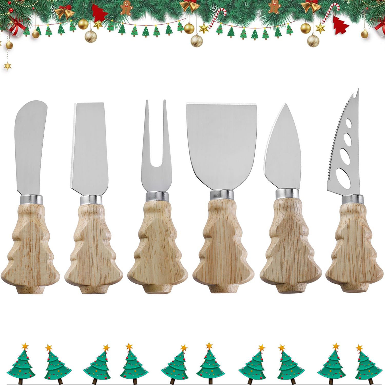 Guojanfon 6pc cheese knives set on a board for versatile entertaining