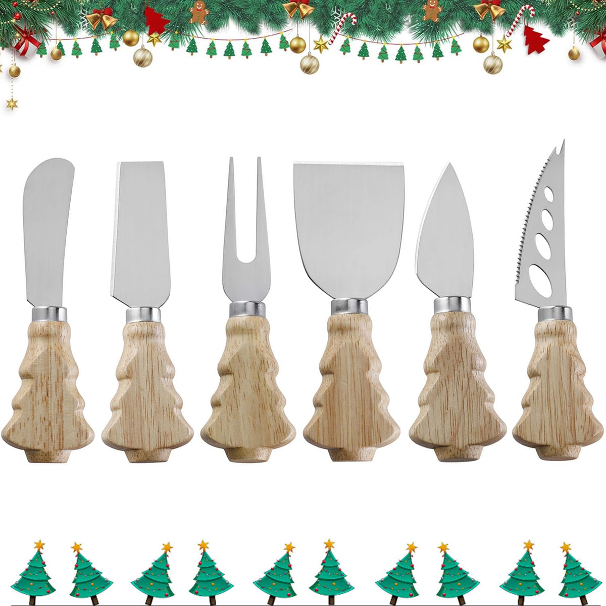 Guojanfon 6pc cheese knives set on a board for versatile entertaining