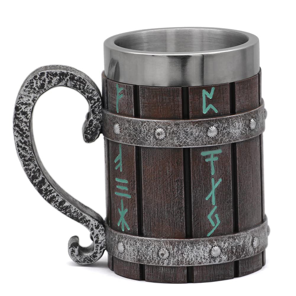 GuoShuang Viking mug with resin and stainless steel core for durability.