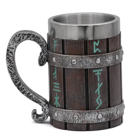GuoShuang Viking mug with resin and stainless steel core for durability.