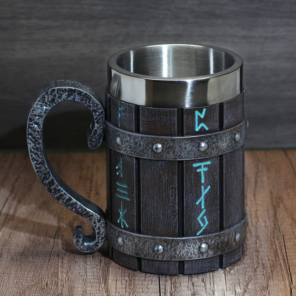 GuoShuang rune beer stein featuring Norse runes for a unique Nordic gift.
