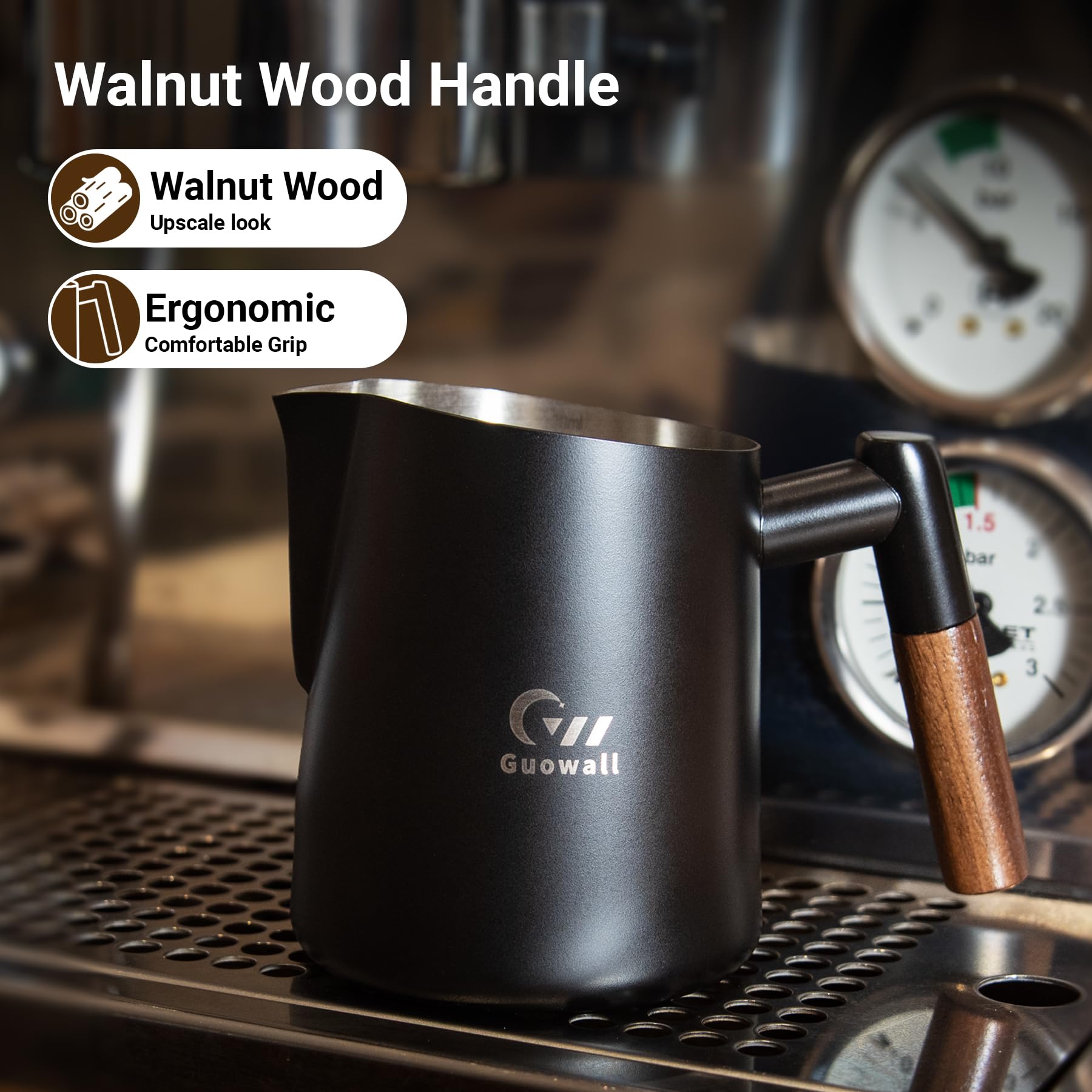 Guowall pitcher spout design promoting clean pour and latte art