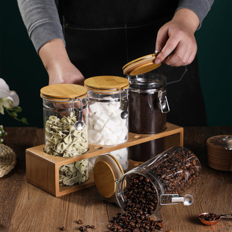 GURUDAR 49oz glass jars offer clear visibility of contents.