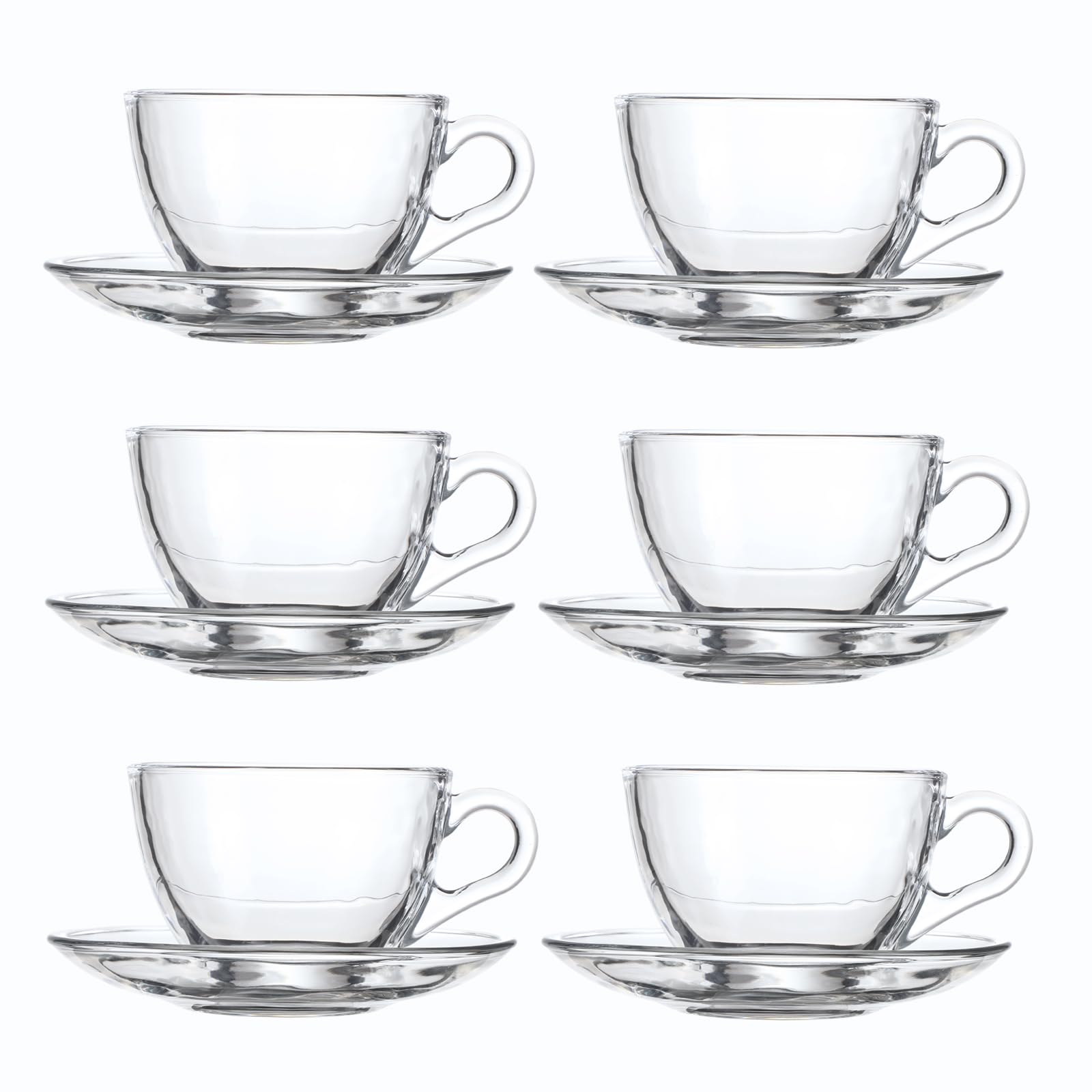 GURUDAR glass teacup and saucer set 6-pack on table, ideal for home tea service