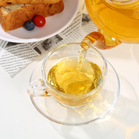 GURUDAR glass teacup and saucer set perfect for relaxing tea time rituals