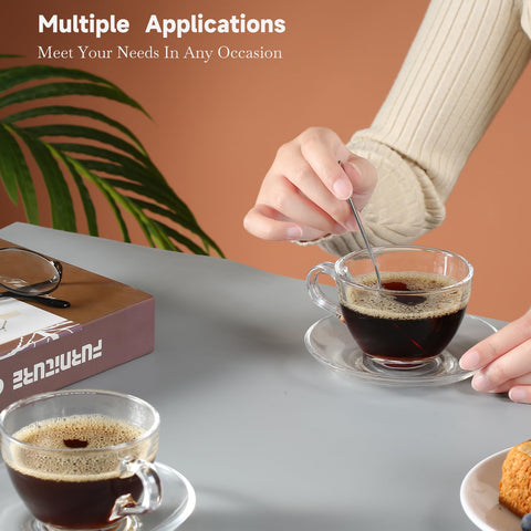 GURUDAR glass teacup and saucer set microwave and dishwasher safe for everyday use