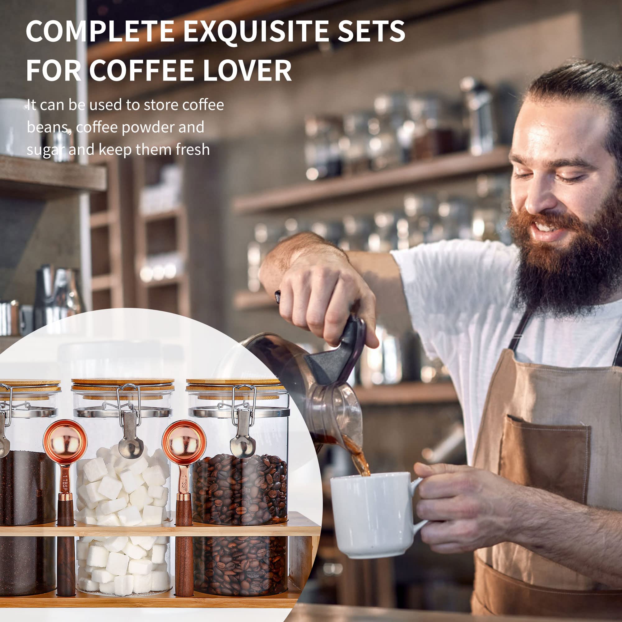 GURUDAR measuring spoon included for precise scooping of coffee or sugar.