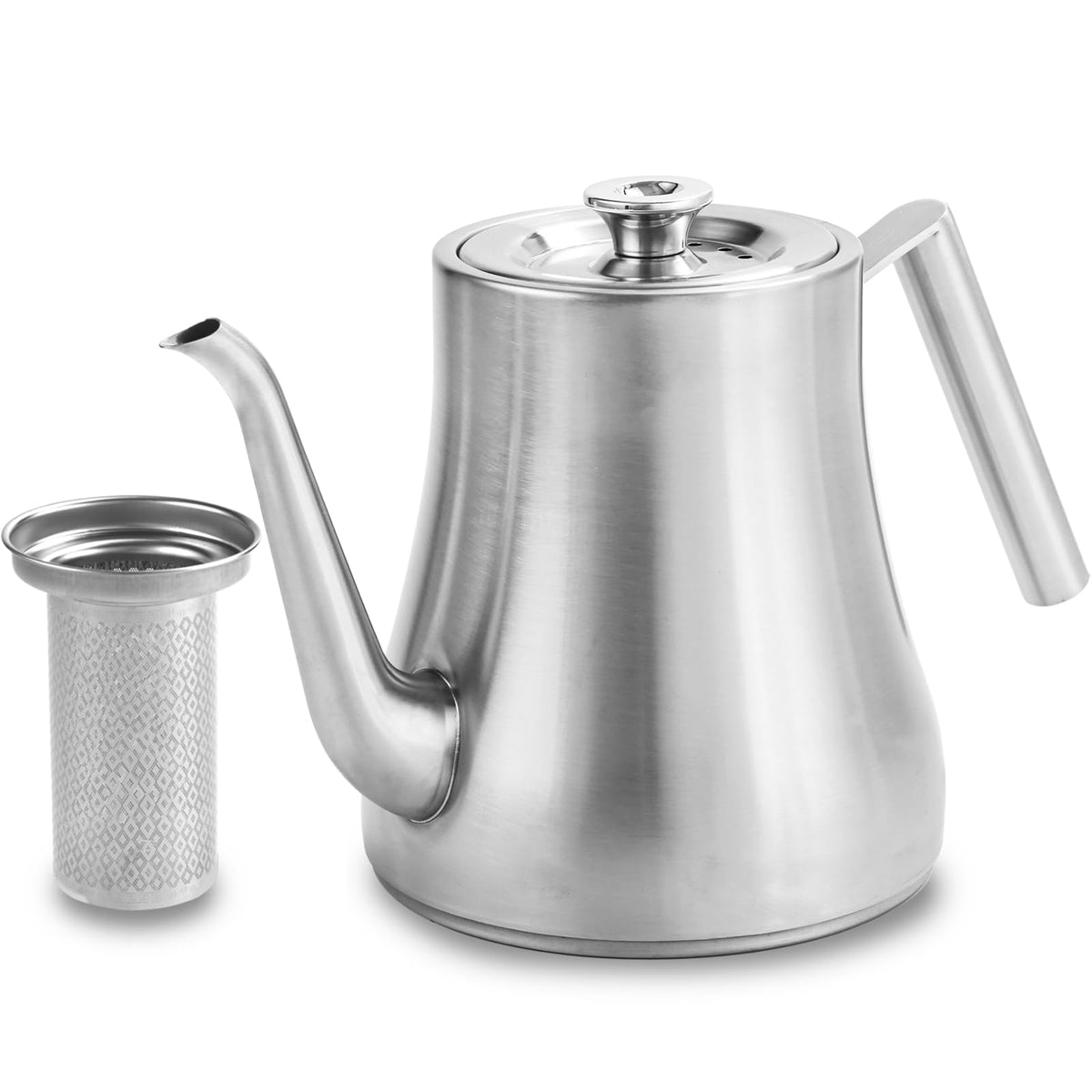 GURUDAR 68oz teapot body shows durable stainless steel for steady heat