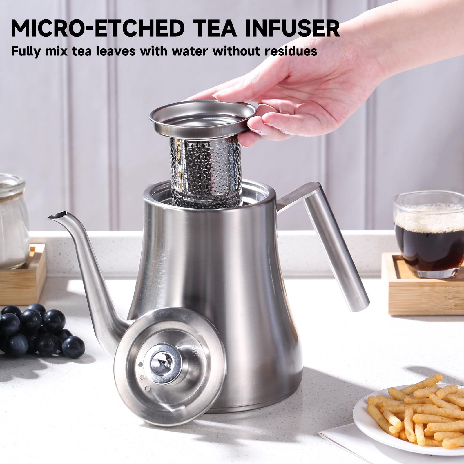 GURUDAR teapot is stovetop-safe across gas, electric, and induction