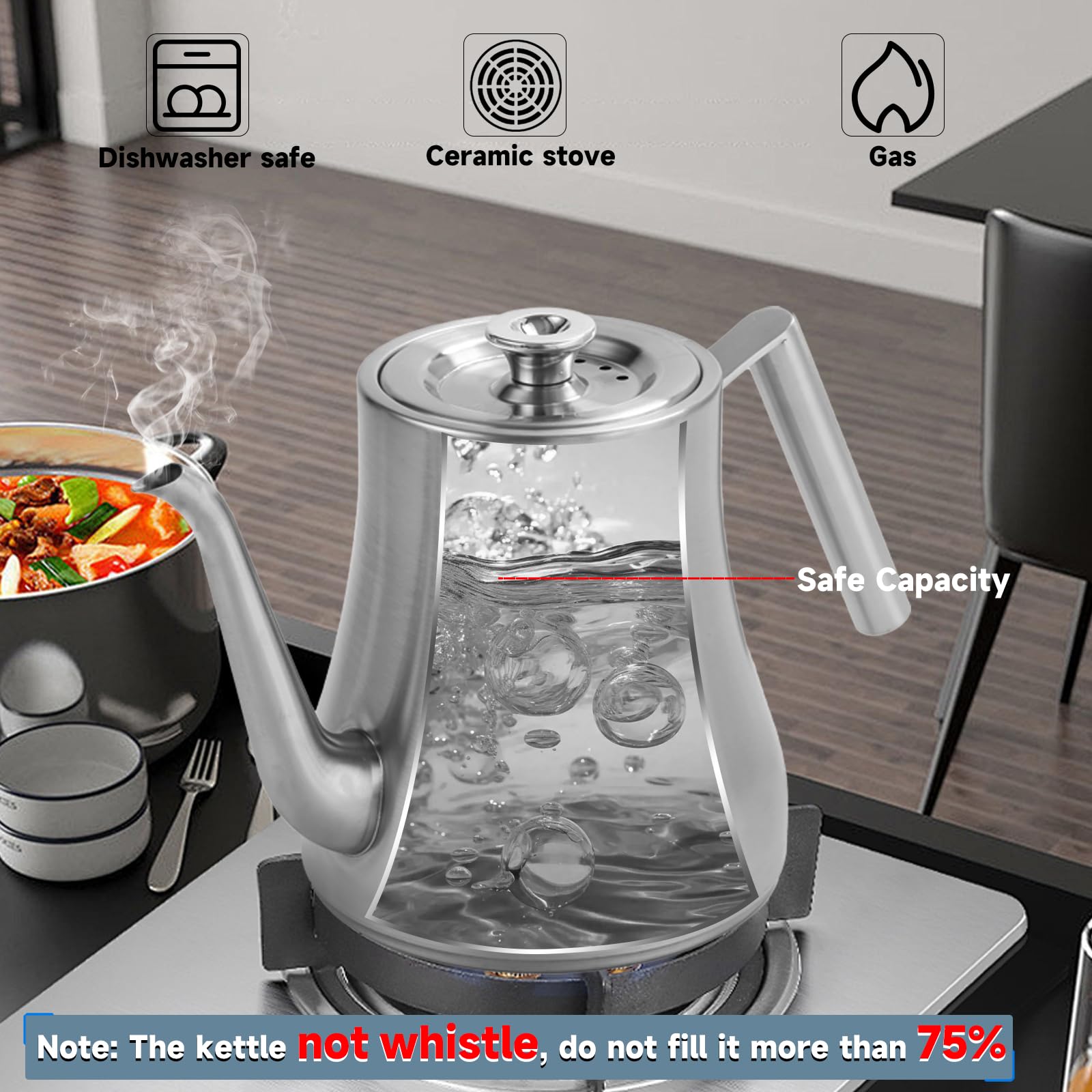 GURUDAR teapot three-layer bottom provides even heat for all stoves