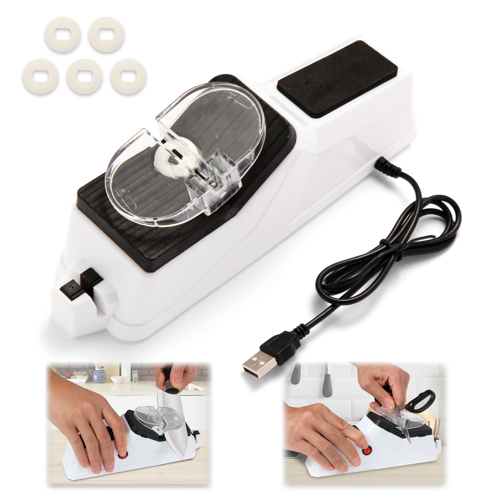 Gusneck electric sharpener front view for quick blade refreshment