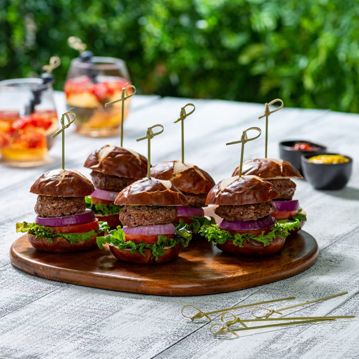 Gusto Bamboo Knot Picks garnish olives and antipasti with ease.