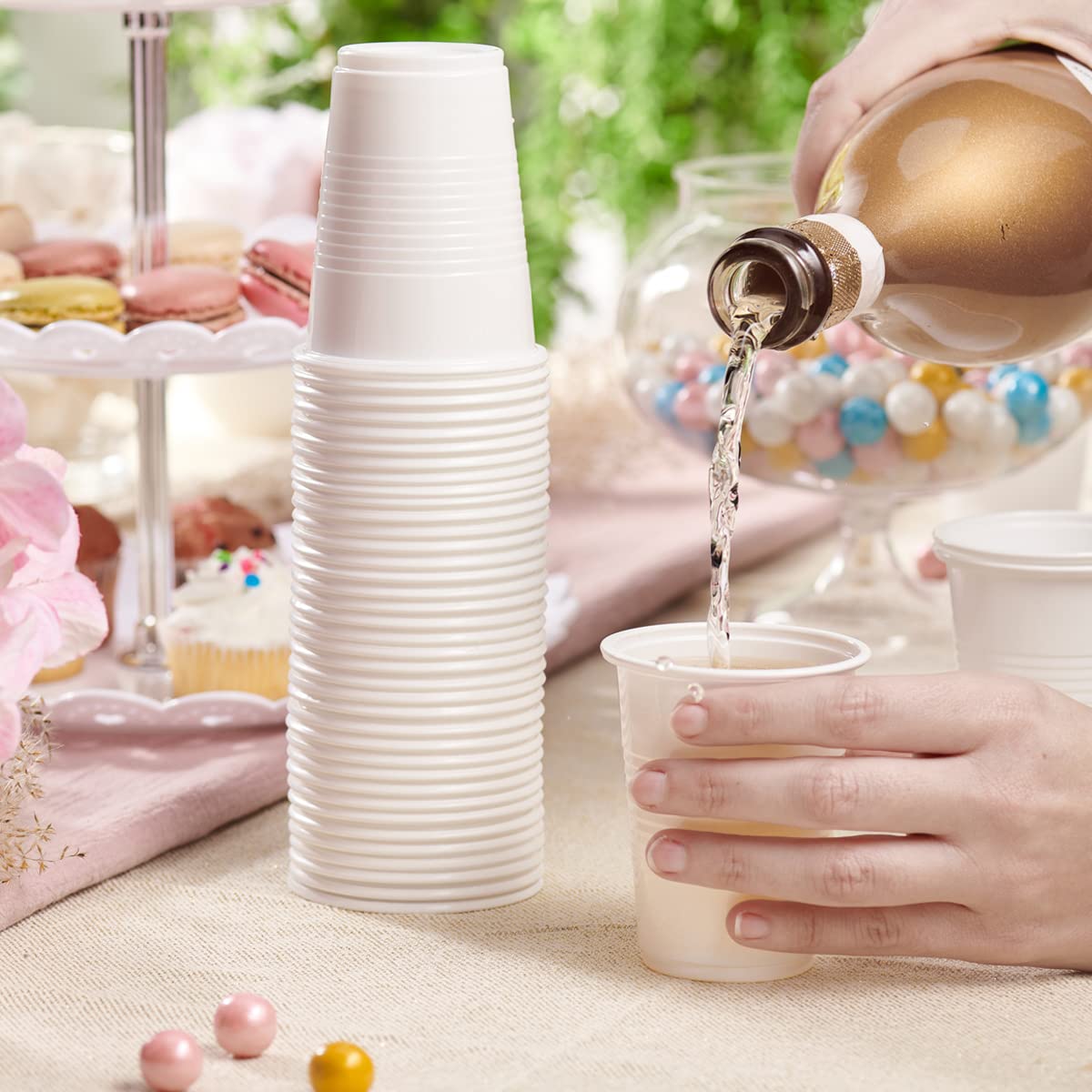 GUSTO Comfy 7oz white cup in use serving guests smoothly.