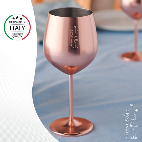 Gusto Nostro 18 oz glass set arrives gift-ready for wine lovers.