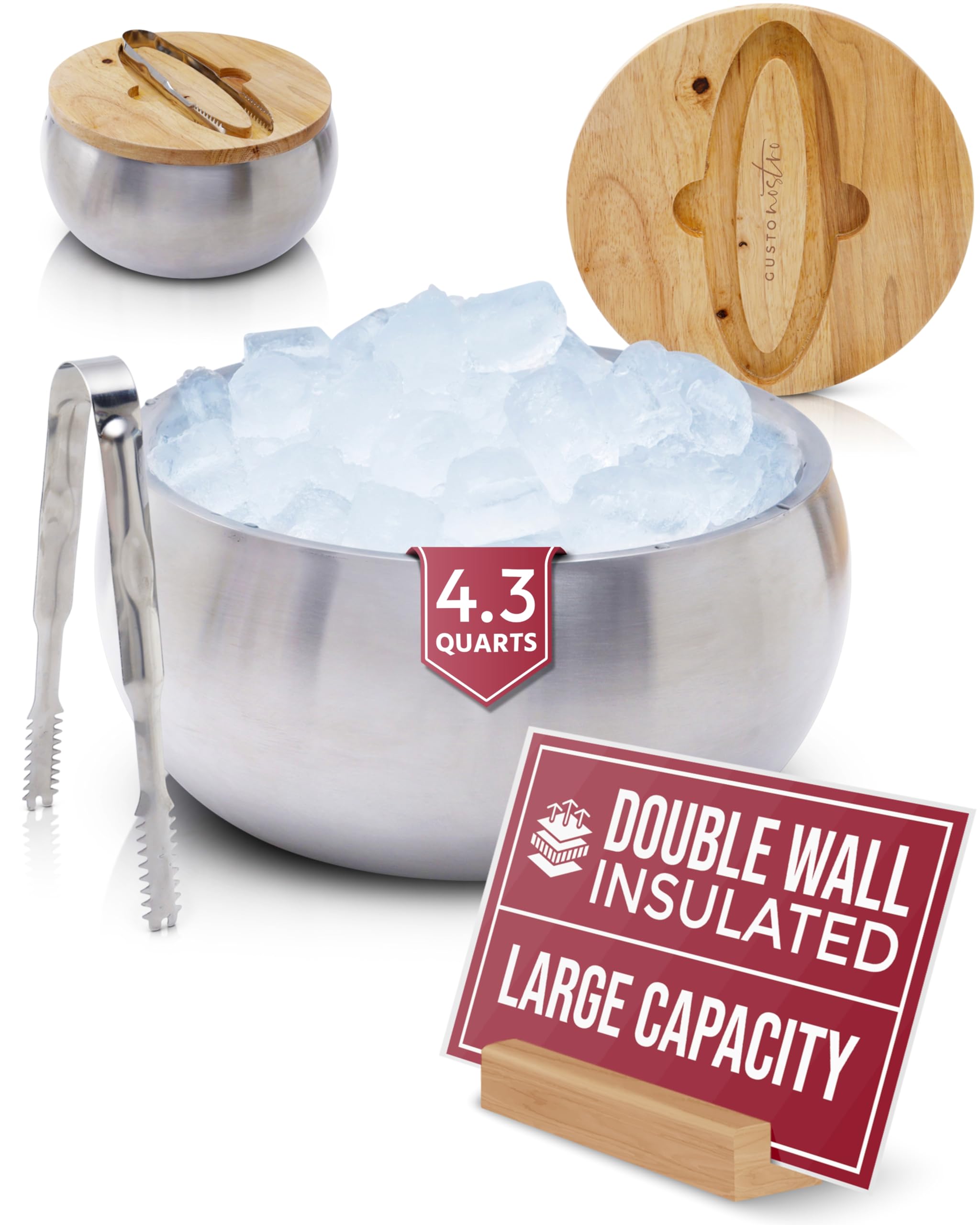 Gusto Nostro 4.1L ice bucket with lid and tongs for party service