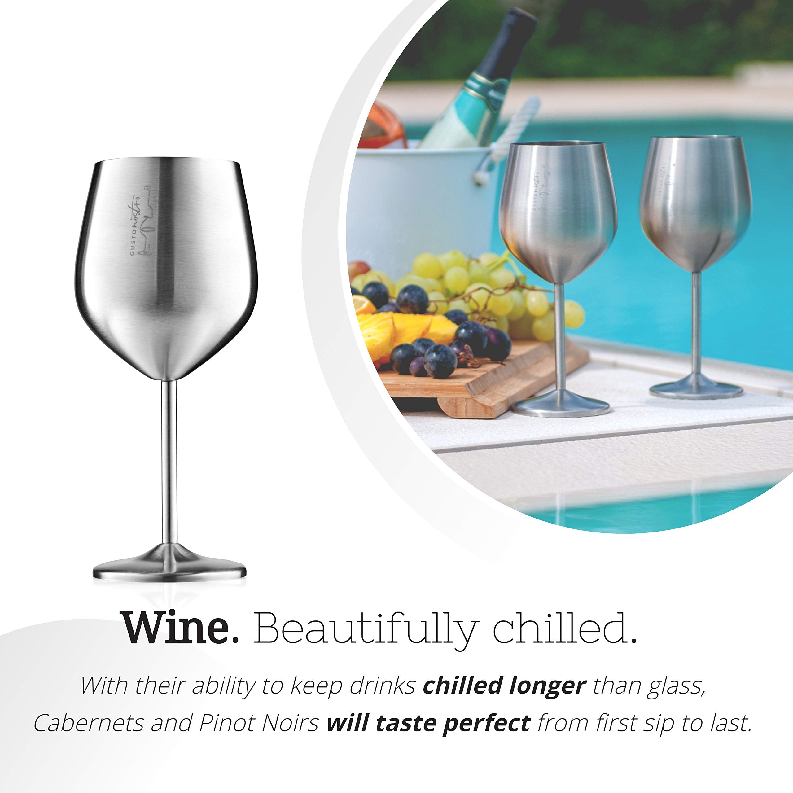 Gusto Nostro Bordeaux Chardonnay 18oz glass enhances aroma with larger bowl.