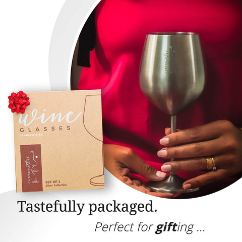 Gusto Nostro BPA-free stainless wine glass for outdoor sipping.