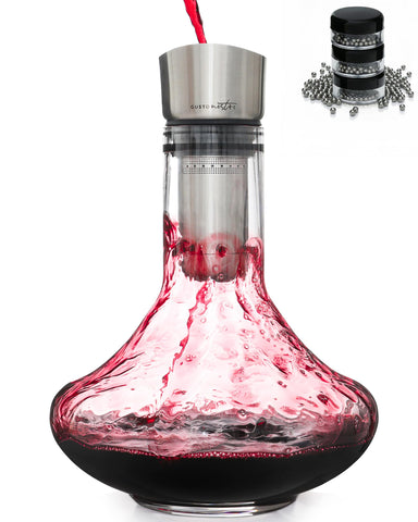 Gusto Nostro crystal decanter with aerator pourer for smoother, fuller red wine aroma