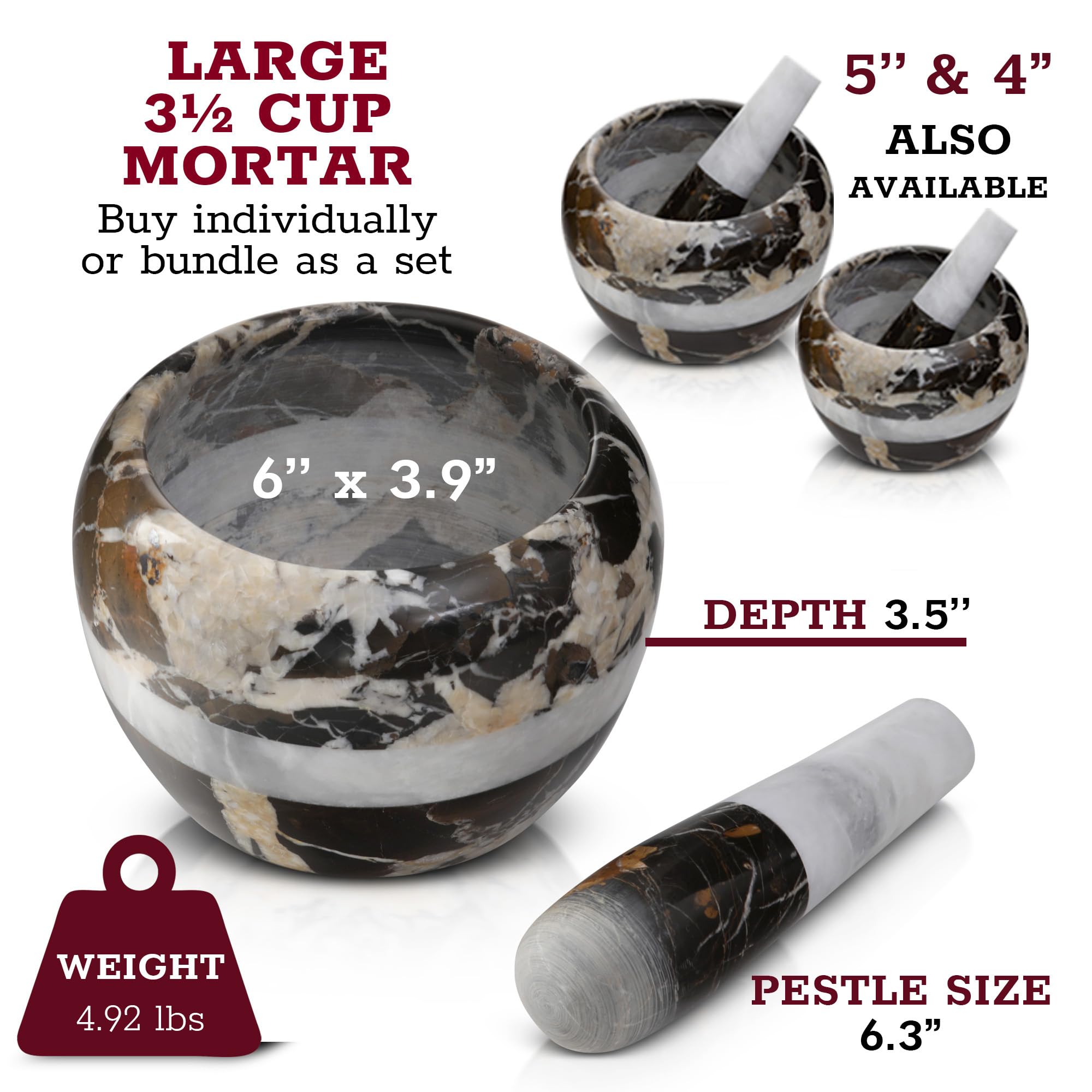Gusto Nostro durable marble kitchen tool withstands daily grinding and use.