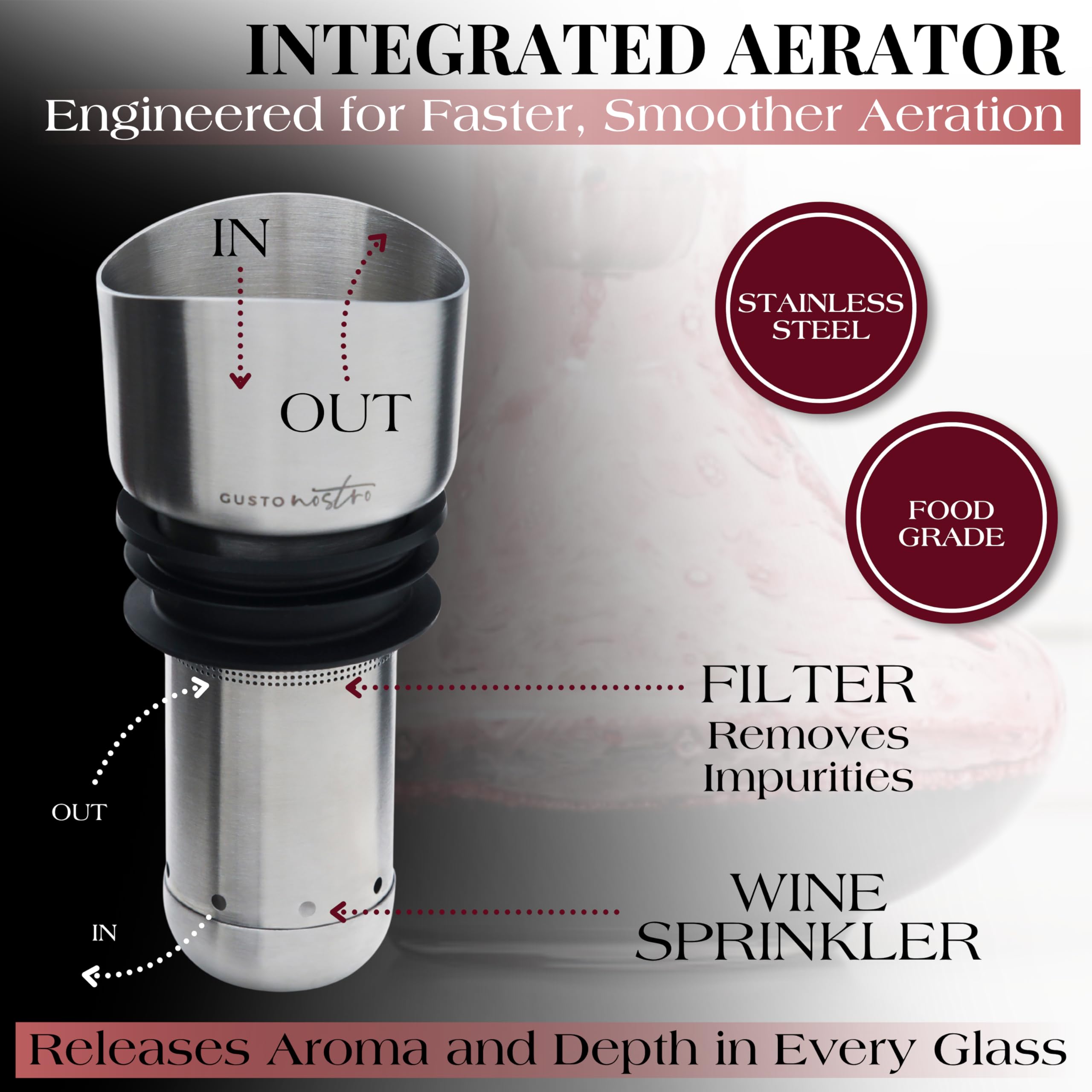 Gusto Nostro elegant wine carafe elevates table presentation