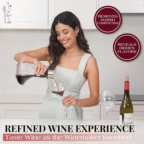 Gusto Nostro hand-blown crystal decanter enhances wine color and clarity
