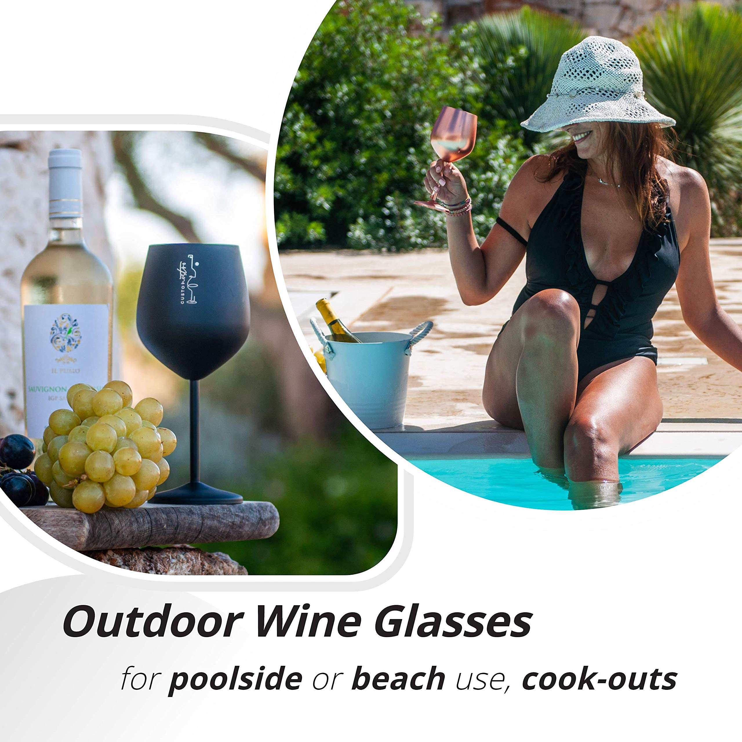 Gusto Nostro polished 304 stainless steel wine glass for durable use.