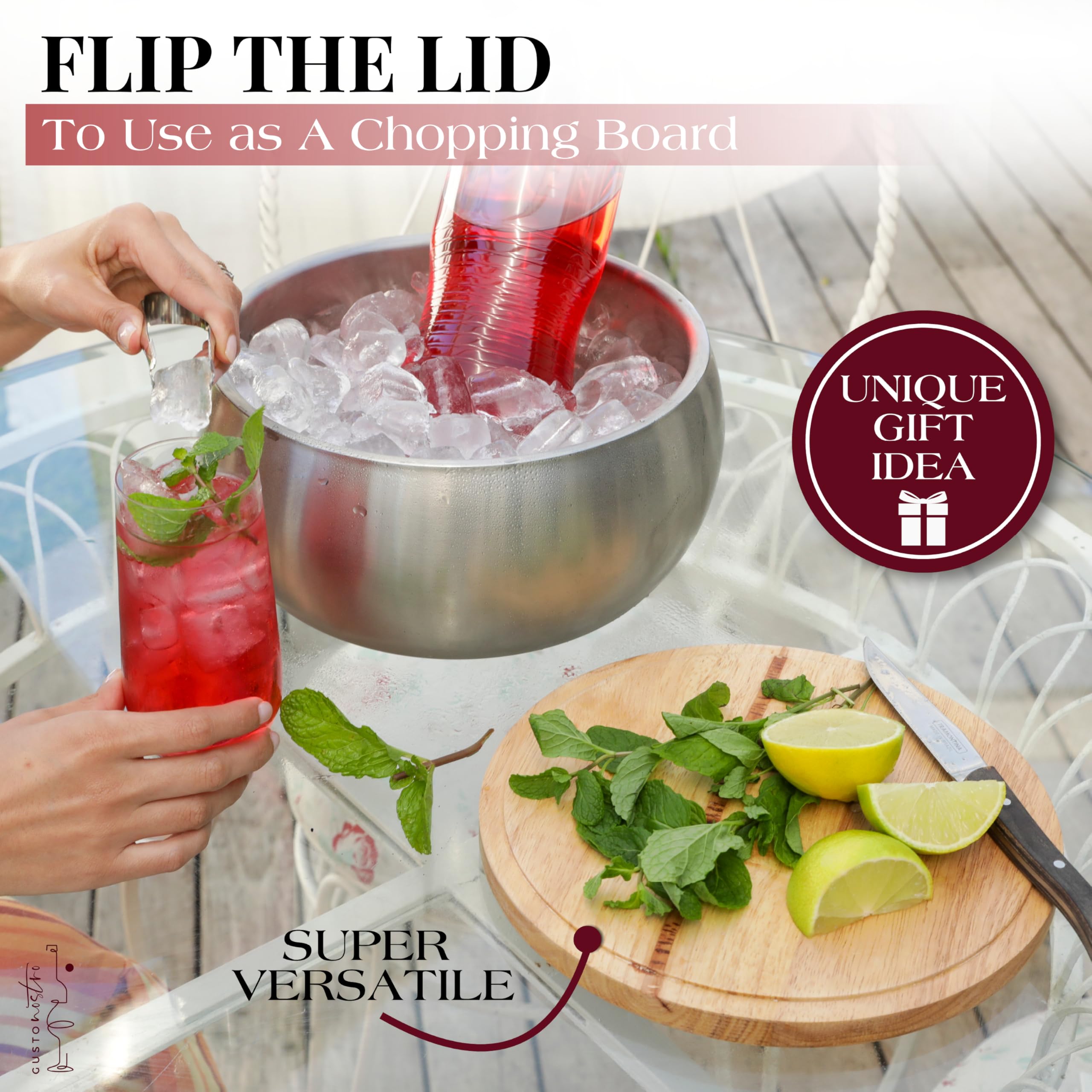 Gusto Nostro removable lid and tong simplify cleaning and serving