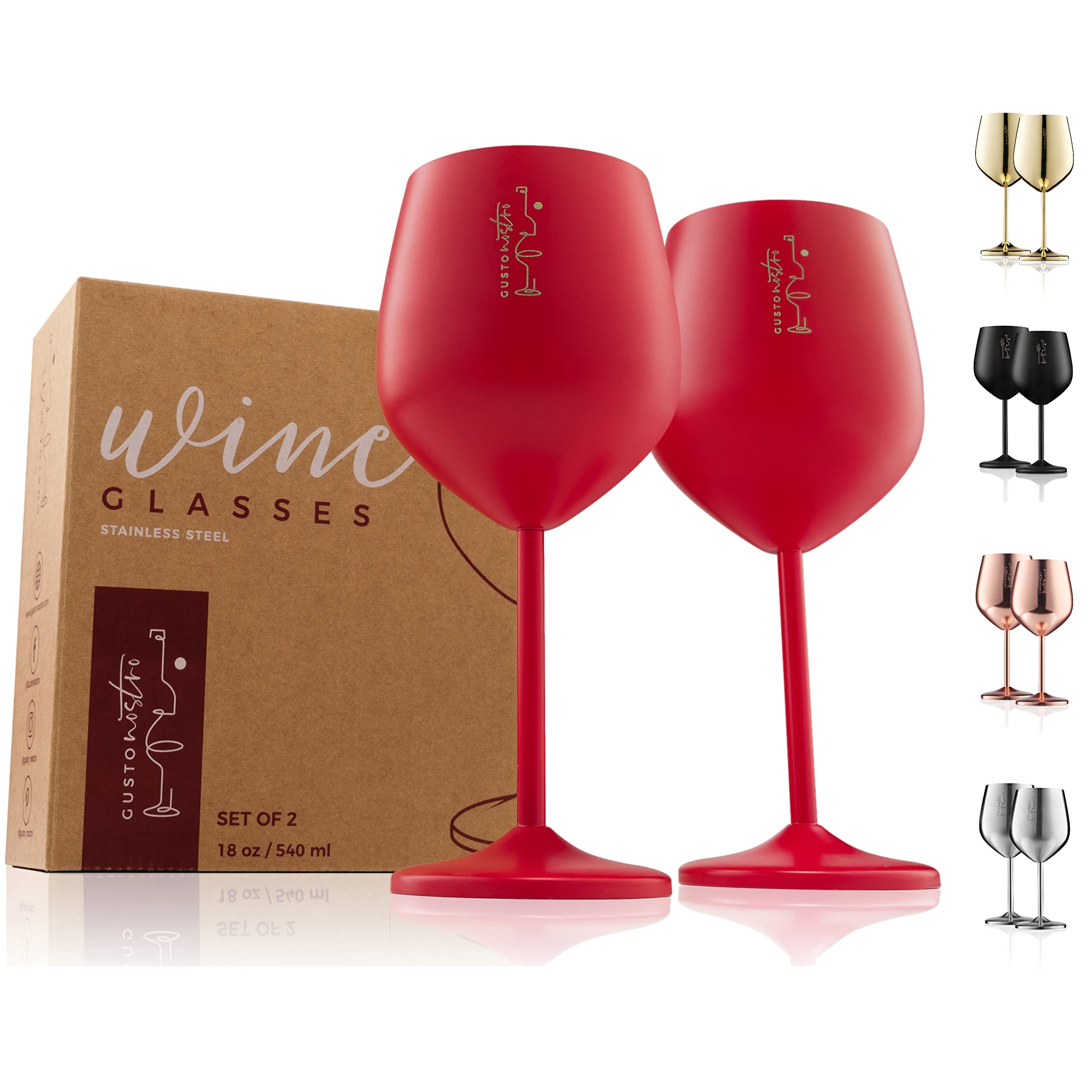 Gusto Nostro unbreakable stainless steel wine glass with a sturdy base for outdoor use