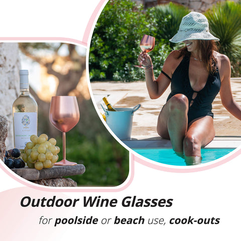 Gusto Nostro stainless steel wine glass features outdoor-friendly construction and condensation-free surfaces.